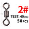 Meredith 50PCS/Lot Fishing Swivels Ball Bearing Swivel with Safety Snap Solid Rings Rolling Swivel for Carp Fishing Accessories