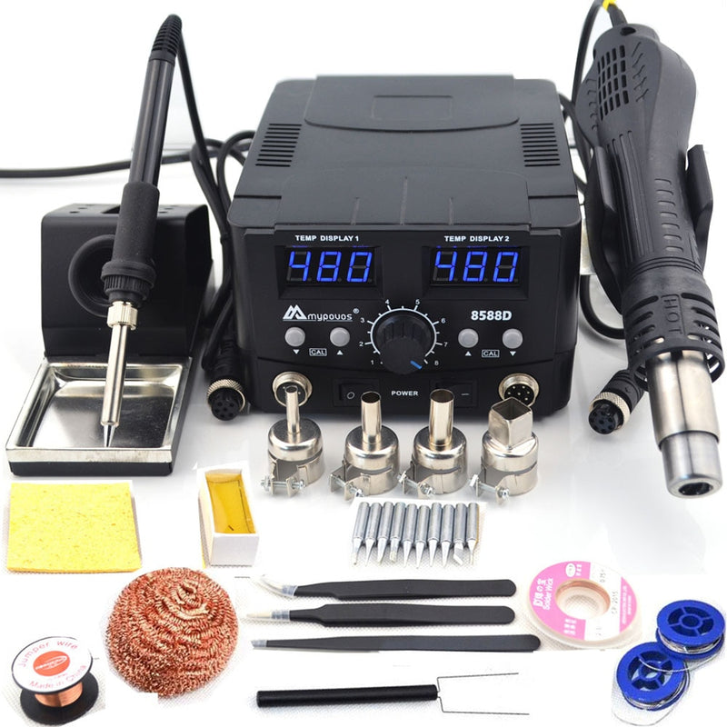 2 IN 1 800W LED Digital Soldering Station Hot Air Gun Rework Station Electric Soldering Iron For Phone PCB IC SMD BGA Welding