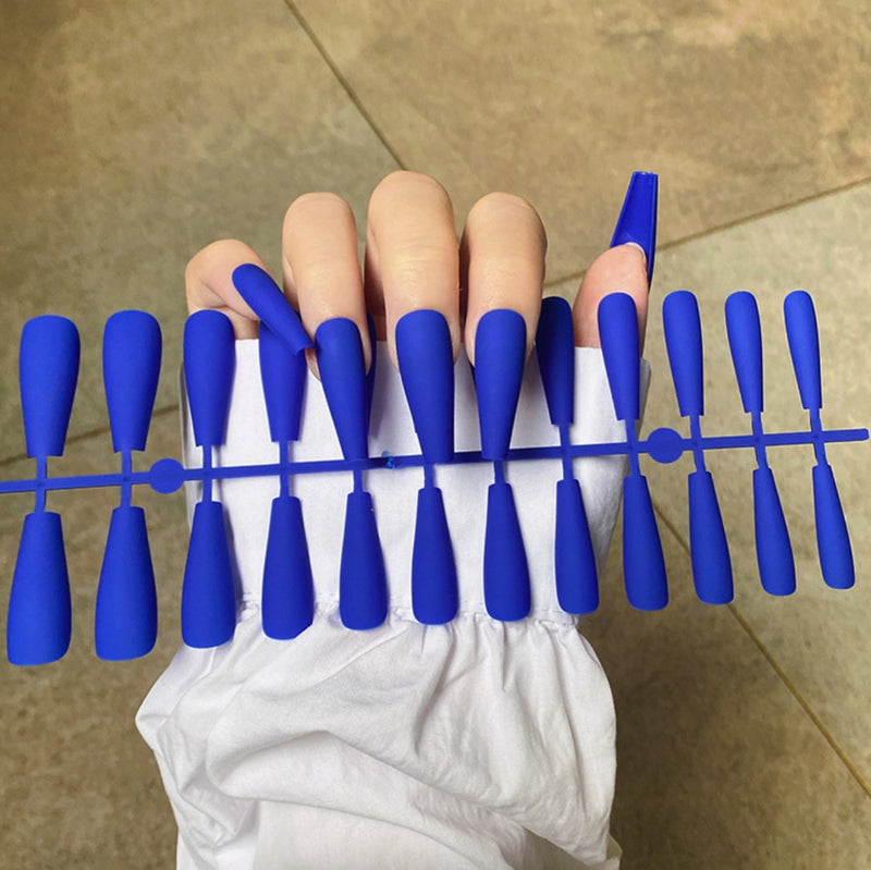 24Tips/Set Matte Super Long Coffin False Nail Artificial Fingernails Fake Nails Nail Beauty Finger Manicure Free Shipping Items