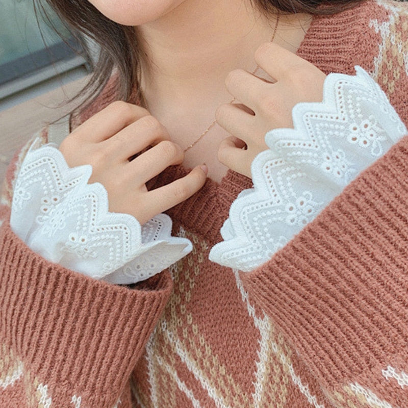 New Fake sleeves autumn winter wild sweater decorative sleeves pleated wrist Pleated organ fake sleeves universal fake cuff