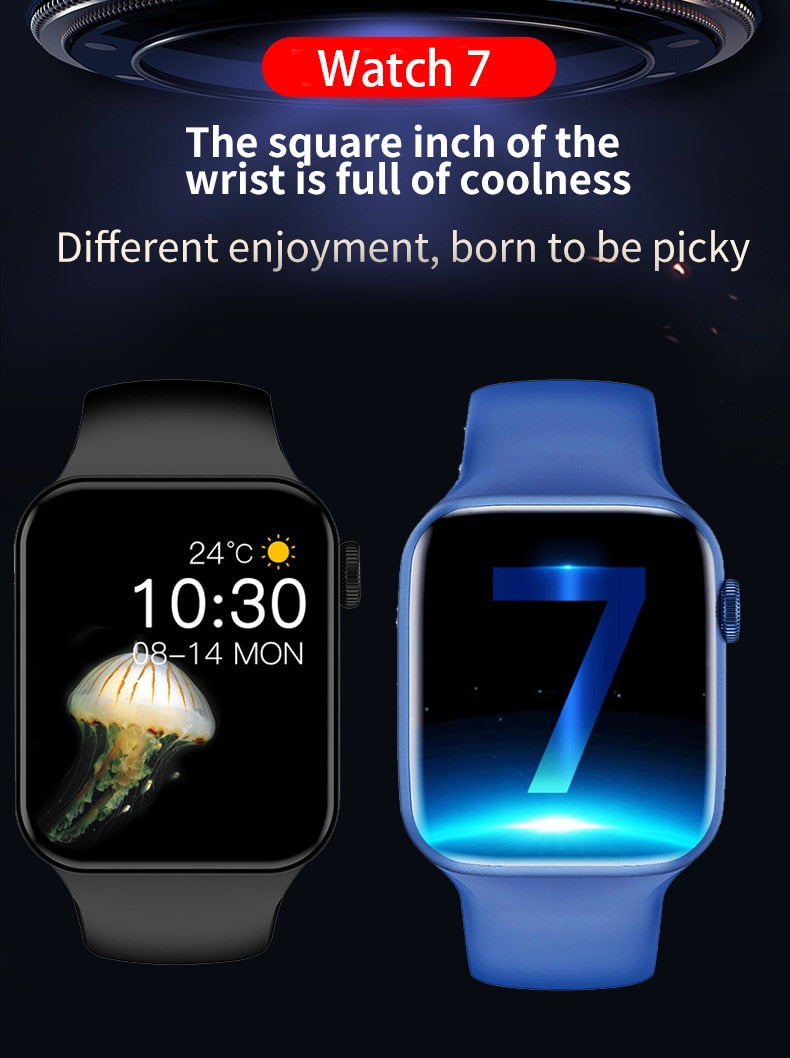 IWO Series 7 Smart Watch DIY Face Heart Rate Men Women Fitness Tracker Smartwatch For Android Xiaomi IOS Phone PK I7 X8 T700 Max