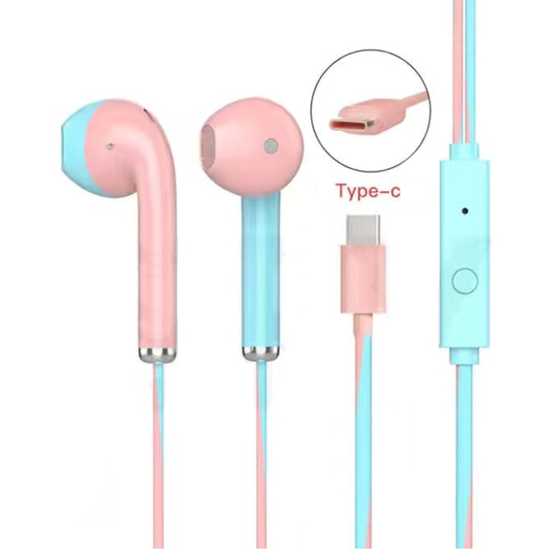 3.5mm/Type C In-ear Wired Earbuds Sports Earphone Bass Stereo Music Headset with Microphone for Mobile Phone Computer Laptop