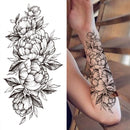 Death Skull Flower Temporary Tattoo For Women Girls Snake Bird Peony Tattoo Sticker Black Fake Blossom Sexy Tatoo Transfer Adult