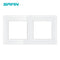 SRAN F6 Series White Crystal Tempered Glass Panel Light switch eu french wall socket usb tv rj45 rj11 Sensor switch Module DIY