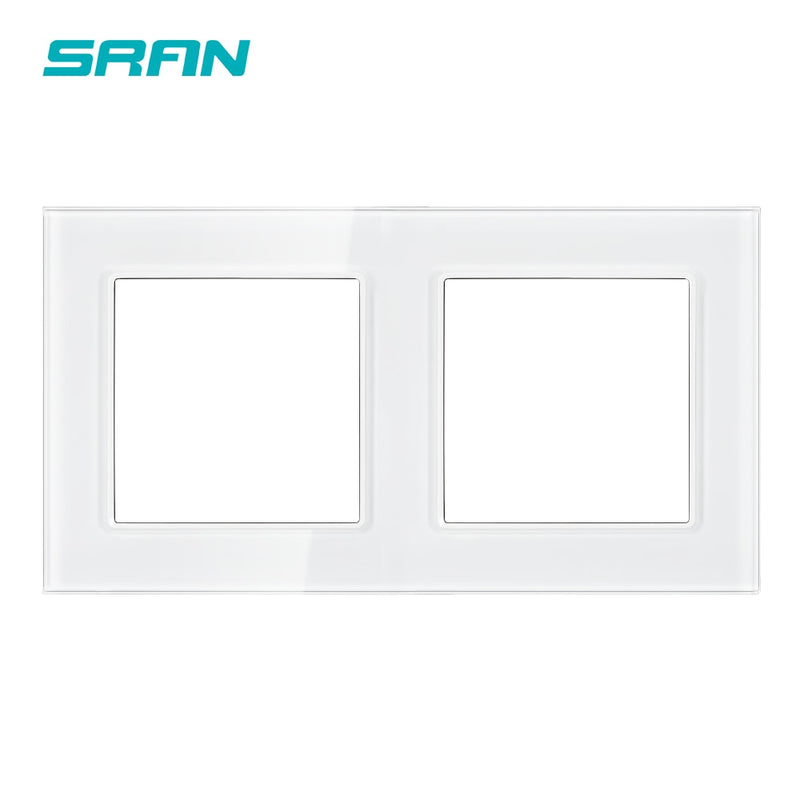 SRAN F6 Series White Crystal Tempered Glass Panel Light switch eu french wall socket usb tv rj45 rj11 Sensor switch Module DIY