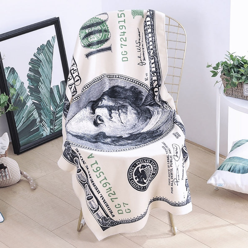 Fashion One Hundred Dollar USA Bill Decorative Beach Towel Printed Bath Towel For Beach Swimming Pool Sunbathing Blanket Decor
