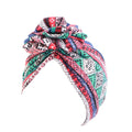 Pastoral Floral Print Turban Women National Wind Muslim Hat Bandana Chemotherapy Hat Sleep Caps Beanies Headwrap Fashion Casual