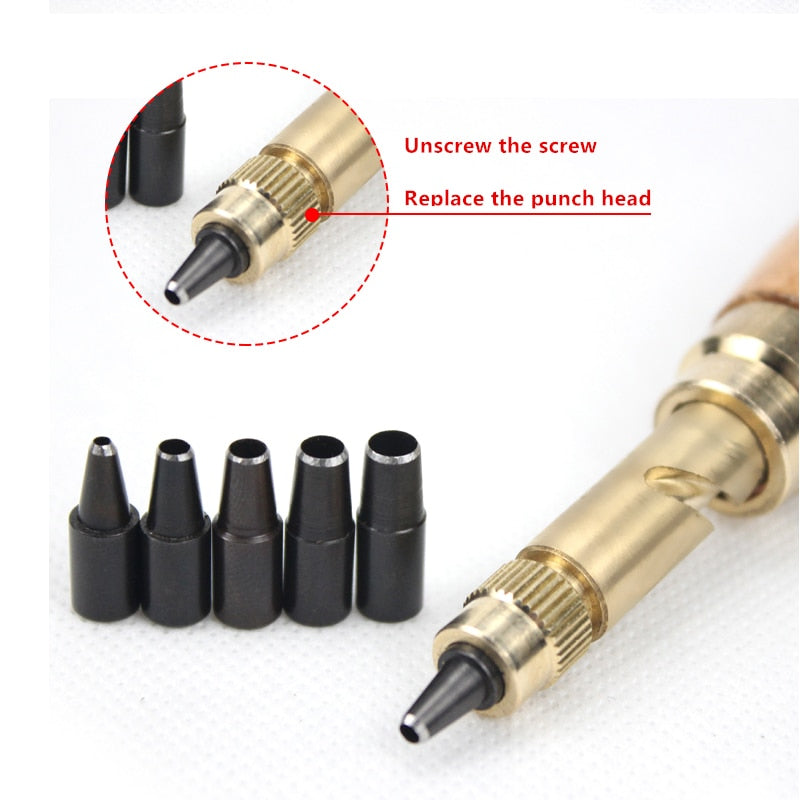 Automatic Belts Punch Replaceable Mute Rotary Punching Punchers Leather Punch Watch Craft Tool Hole Punch Screw Drill Tip Die