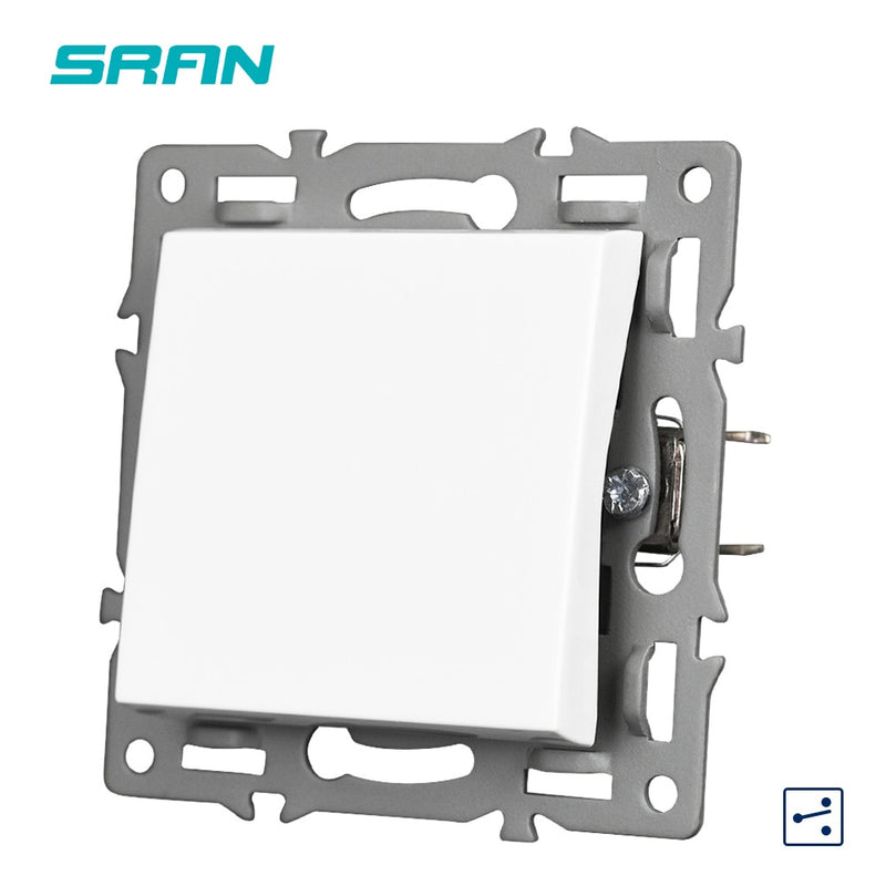 SRAN F6 Series White Crystal Tempered Glass Panel Light switch eu french wall socket usb tv rj45 rj11 Sensor switch Module DIY