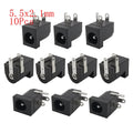 10Pcs DC Connectors 5.5x2.1mm 3.5x1.3mm DC Power Plug Male Female Jack Socket Nut Panel Mount DC Power Adapter Connector 5.5*2.1