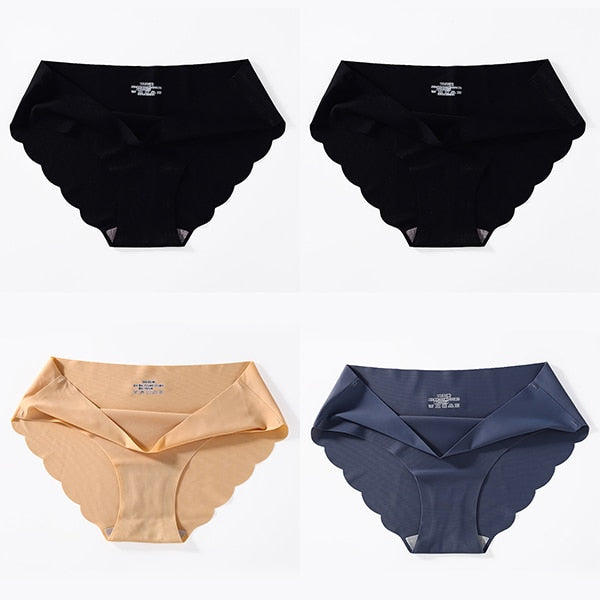 4 PCS/Lot Seamless Panties For Women Plain Panties Slip Silk Female Underwear Soft Thin Light Panti Culotte Femme Underpants