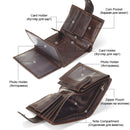 MACHOSSY Men Wallet Cowhide Genuine Leather Wallets Coin Purse Clutch Hasp Open Top Quality Retro Short Wallet 13.5cm*10cm