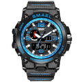 SMAEL Watches For Men 50M Waterproof Clock Alarm reloj hombre 1545D Dual Display Wristwatch Quartz Military Watch Sport New Mens