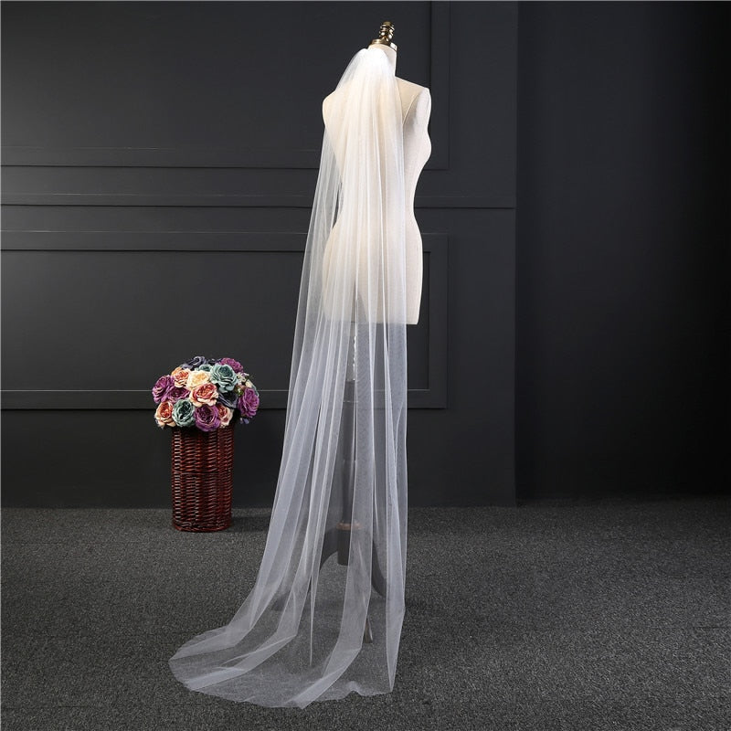 NZUK cheap Real Photos 3M or 2M White/Ivory Wedding Veil One-layer long Bridal Veil Head Veil Wedding Accessories Hot Sell