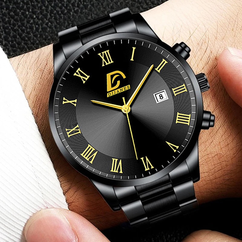 2022 Fashion Mens Gold Stainless Steel Watches Luxury Minimalist Quartz Wrist Watch Men Business Casual Watch relogio masculino