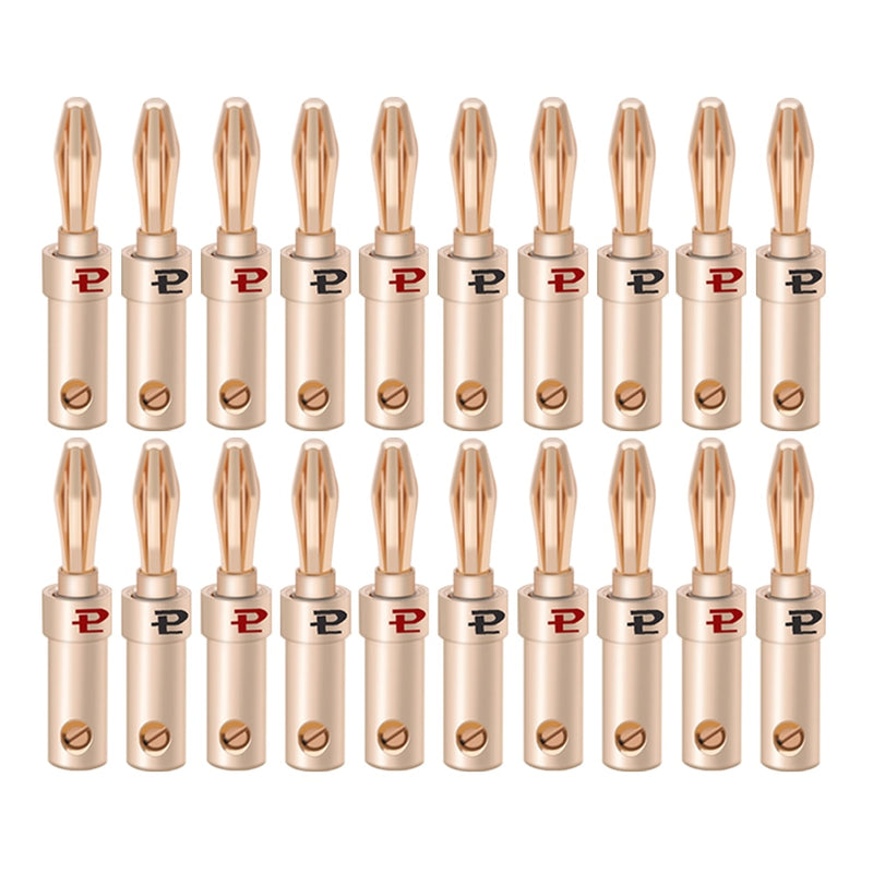 20pcs/10pairs Nakamichi BANANA PLUGS 24K Gold-plated 4MM Banana Connector with Screw Lock For Audio Jack Speaker Plugs Black&amp;Red