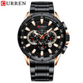 CURREN New Casual Sport Chronograph Men&#39;s Watches Stainless Steel Band Wristwatch Big Dial Quartz Clock with Luminous Pointers