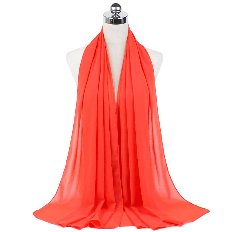 Muslim new Bubble Chiffon Hijab Scarf Women Solid Color Soft Long Shawls and Wraps Georgette Islamic Head Scarves Ladies Hijabs