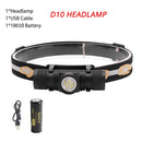 D10 / D25 Mini Head Lamp XML LED Headlight White Light Headlamp USB Rechargeable 18650 Head Light For Hunting Fishing Camping