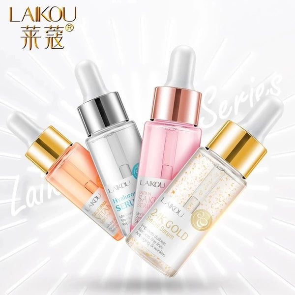 LAIKOU Serum Japan Sakura Essence Anti-Aging Hyaluronic Acid Pure 24K Gold Whitening Vitamin C Anti Wrinkle Face Serum Care Skin