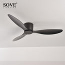SOVE Modern Black White Low Floor DC Motor 30W Ceiling Fans With Remote Control Simple Ceiling Fan Without Light Home Fan 220V