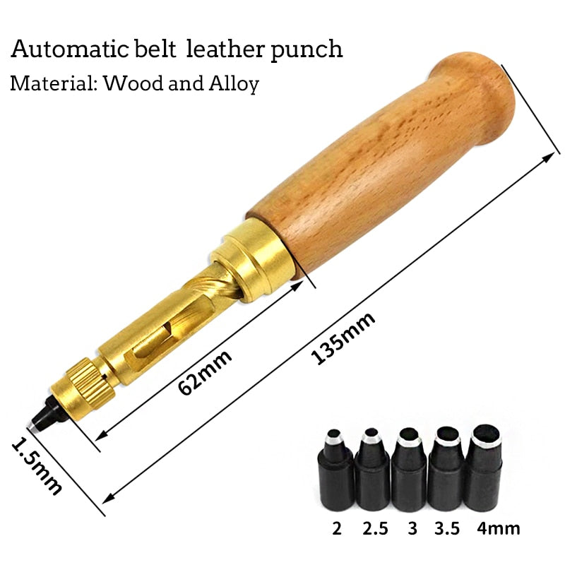 MIUSIE  Hole Punch Screw Removable Book Drill Auto With 6 Size Tip 1.5-4mm Automatic Belts Screw Punch Leather Tool
