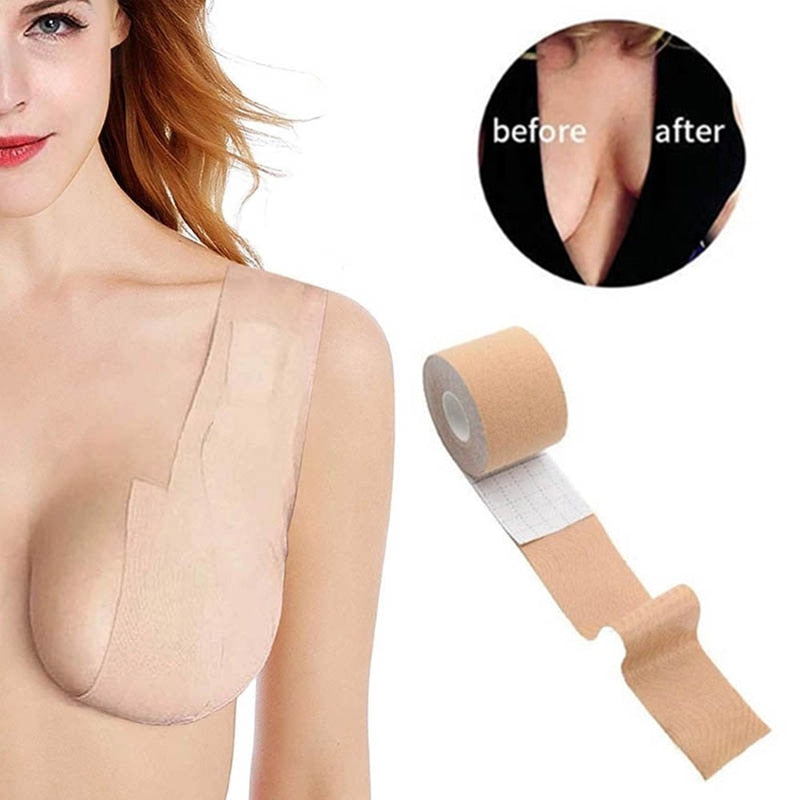 1 Roll Women Push Up Bras For Self Adhesive Silicone Breast Stickers Strapless Body Invisible Bra DIY Breast Lift Up Boob Tape