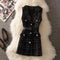 Vintage Mid-Length Plaid Tweed Vest Jacket Women 2 Piece Set Elegant Pearl Button Belted Unlined Waistcoat And Knitted Sweater