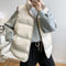 2022 Women Vest Coat Stand Collar Winter Women Warm Coat Oversize Tops Beige Vest Chaleco Mujer Gilet Casaco Feminino
