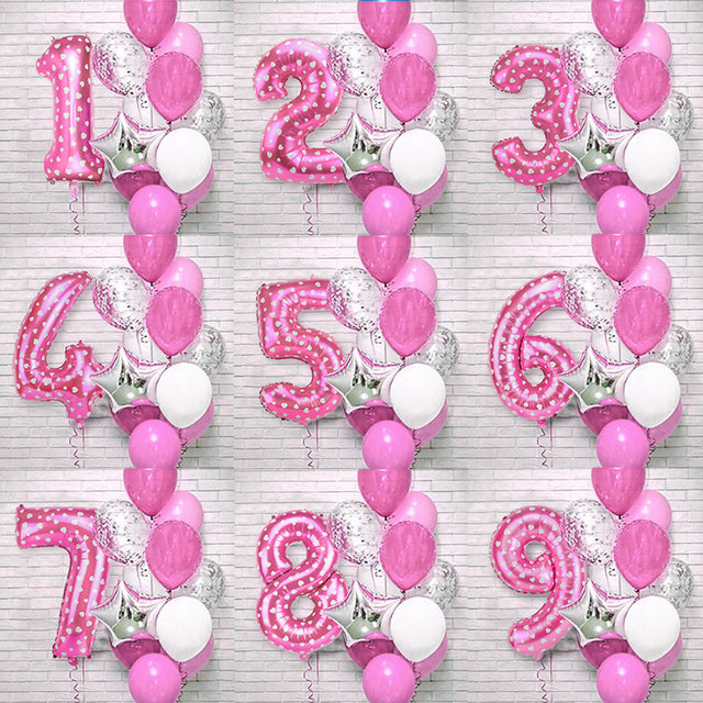 Heronsbill 1st 1 2 3 4 5 6 7 8 9 Years Happy Birthday Foil Number Balloons Baby Boy Girl Party Decorations Kids Supplies 2nd 3rd