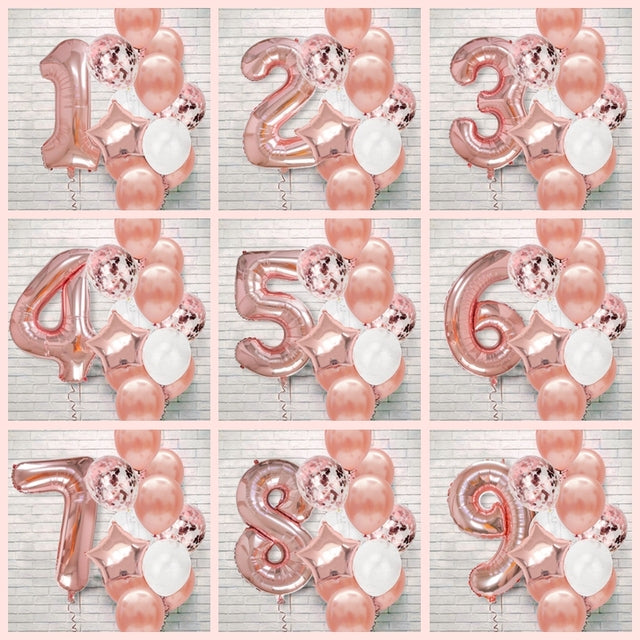 Heronsbill 1st 1 2 3 4 5 6 7 8 9 Years Happy Birthday Foil Number Balloons Baby Boy Girl Party Decorations Kids Supplies 2nd 3rd