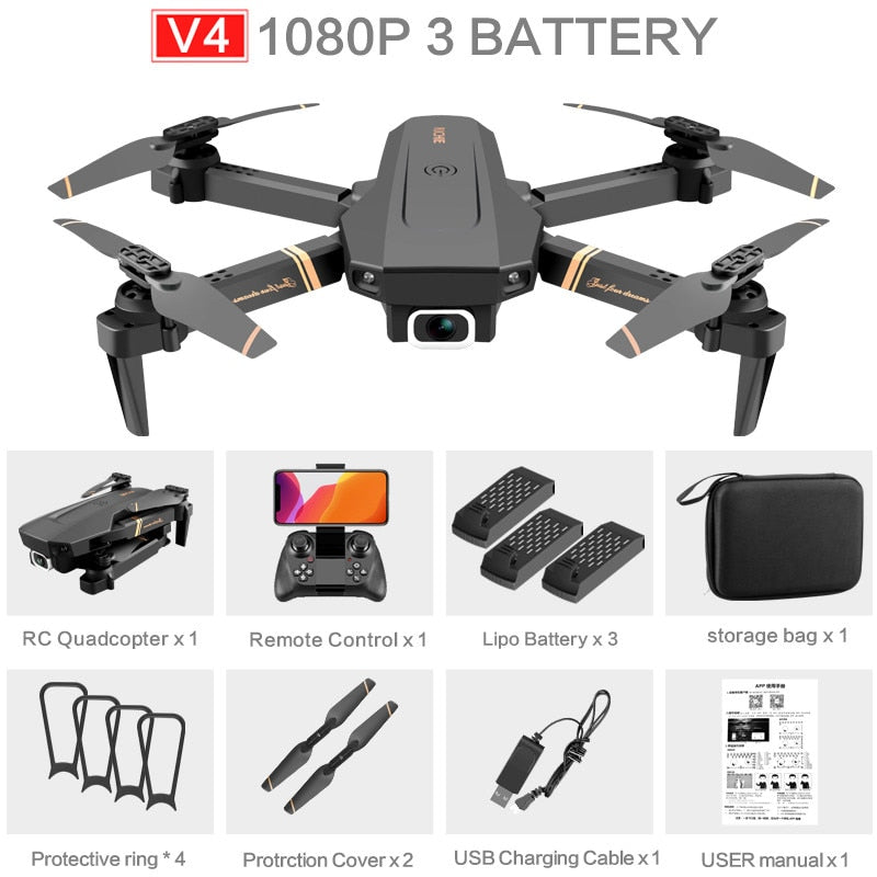 V4 Rc Drone 4k HD Wide Angle Camera 1080P WiFi fpv Drone Dual Camera Quadcopter Real-time transmission Helicopter Toys