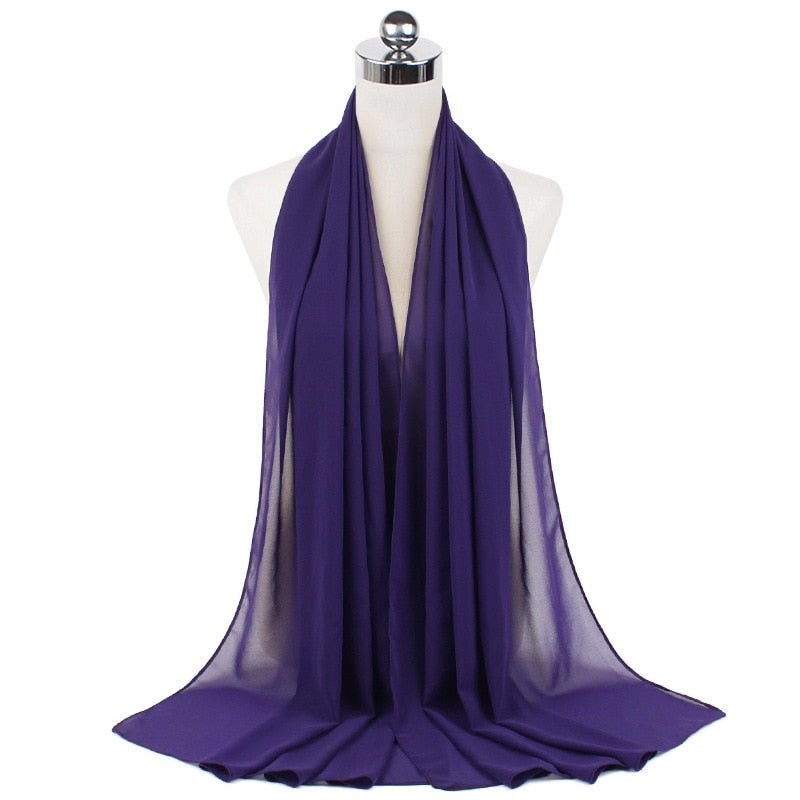 Muslim new Bubble Chiffon Hijab Scarf Women Solid Color Soft Long Shawls and Wraps Georgette Islamic Head Scarves Ladies Hijabs