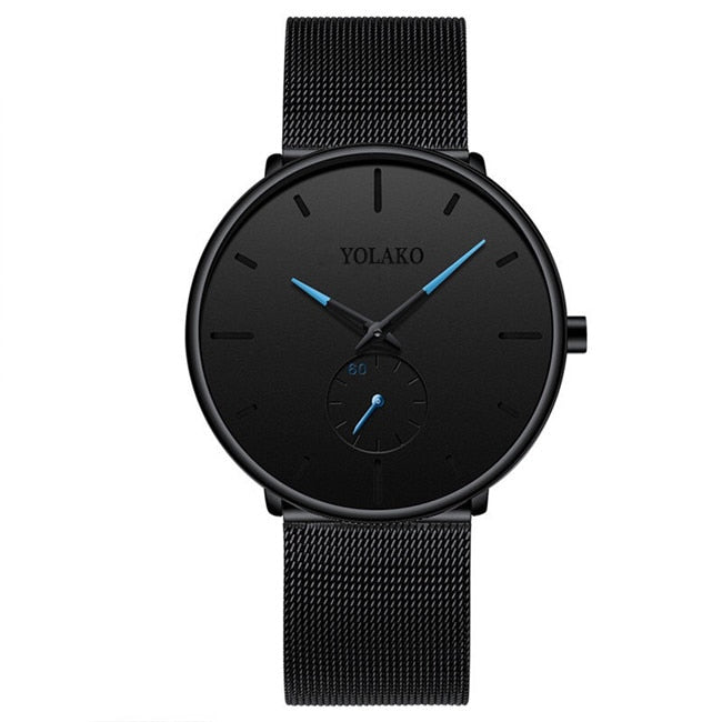 2022 Mens Fashion Minimalist Watches Men Business Casual Quartz Watch Simple Male Stainless Steel Mesh Band Clock reloj hombre