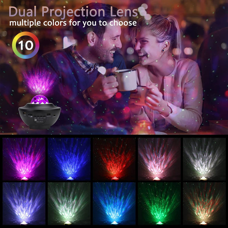 LED Starry Sky Projector Night Light Galaxy Star Projector Ocean Wave Night Lamp With Music Bluetooth Speaker For Childrens