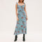Dresses For Women 2022 Elegant Vintage Floral Dress Frill Sweetheart Neck Sleeveless Strap Tie Ruffle Hem Summer Beach Dress