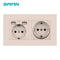 SRAN eu 2gang Power socket,16A electrical plug grounded Hide LED indicator,double Socket with USB, 146*86mm pc panel wall socket
