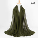 Muslim Bubble Chiffon Hijab Scarf Women Solid Color Soft Long Shawls and Wraps Georgette Head Scarves Ladies Hijabs