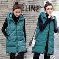 2022 New Women&#39;s Vest Jacket Down Cotton Vest Autumn Winter Jacket Hooded Long Coat Sleeveless Loose Female Waistcoat Snow Wear