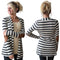 Elegant Design Women Autumn Winter Long Sleeve Cardigan Casual Stripe Pattern Lady Cotton Keep Warm Coat Cardigan