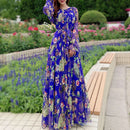 Maxi Dress Floral Printed  Loose Chiffon Fashion Abaya Islamic Clothes Muslim Female Saudi Arabia Dubai Kaftan Long Dress Summer