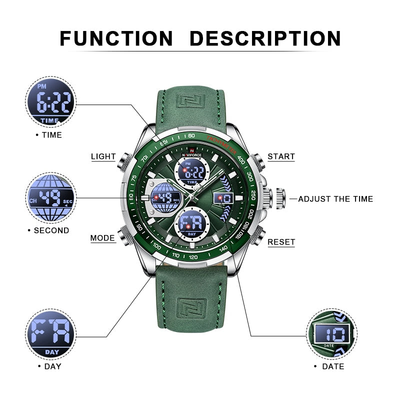 New NAVIFORCE Military Watches for Men Luxury Sport Chronograph Alarm WristWatch Waterproof Quartz Big Clock Digital Male Watch