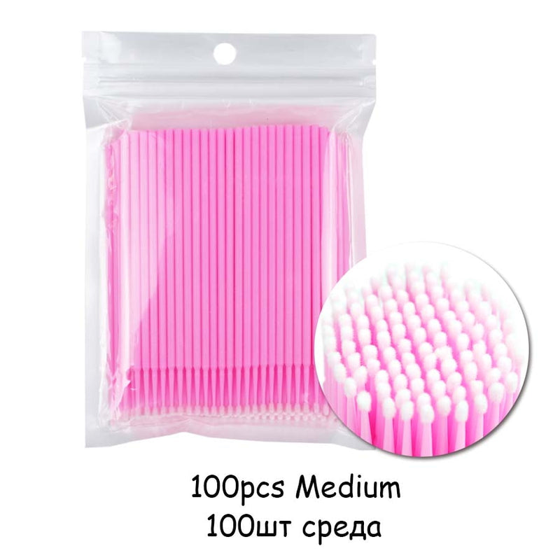 100PCS/Bag Eyelash Brushes Disposable Cotton Swab Micro Individual Eyelashes Microbrush Lash Removing Lash Extension Accessories