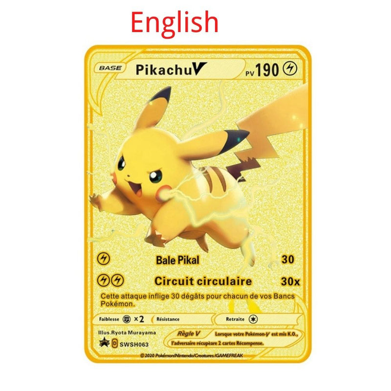 10000HP Arceus Vmax DIY Golden Pokemon Cards in English Iron Metal Pokmo Letters Kids Gift Game Collection Cards