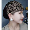 New Beading Women&#39;s Turban Cap Embroidery Fashion Female Head Wraps Muslim Headscarf Bonnets Cancer Chemo Hat