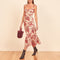 Dresses For Women 2022 Elegant Vintage Floral Dress Frill Sweetheart Neck Sleeveless Strap Tie Ruffle Hem Summer Beach Dress