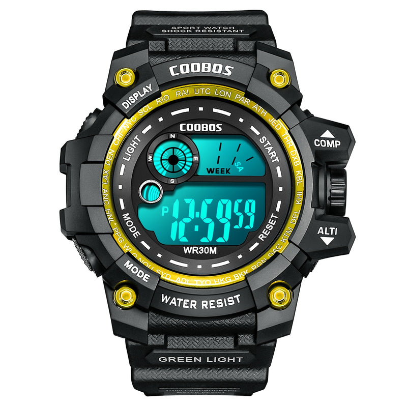 COOBOS New Men LED Digital Watches Luminous Fashion Sport Waterproof Watches For Man Date Army Military Clock Relogio Masculino