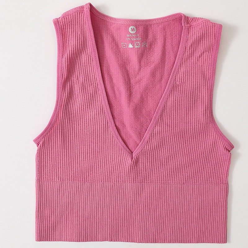 Vintage Crop Top Women Seamless Underwear Sexy Lingerie Female Tanks Vest Harajuku Deep V Neck Summer Camis Crop Top Camisole