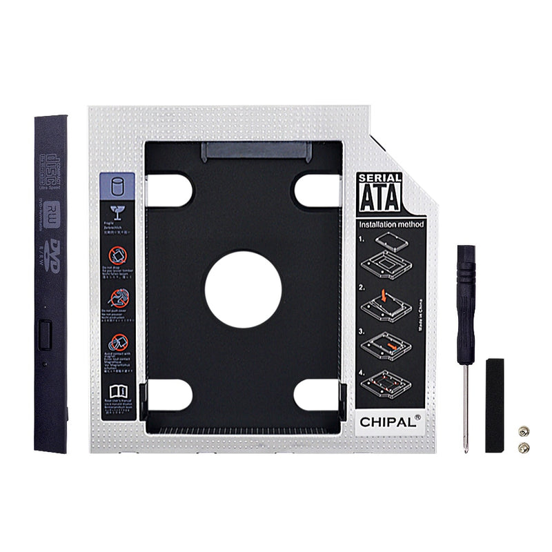 CHIPAL 2nd HDD Caddy 12.7mm 9.5mm SATA 3.0 2.5&#39;&#39; HD Hard Disk Drive Enclosure SSD Case Box For Laptop CD-ROM DVD-ROM Optical Bay