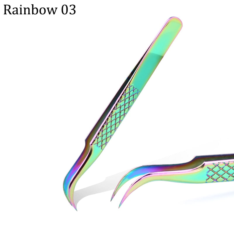 Stainless Steel Eyelashes Tweezers Professional For Lashes Extension Gold Decor Anti-static Eyebrow Tweezers Eyelash Extension